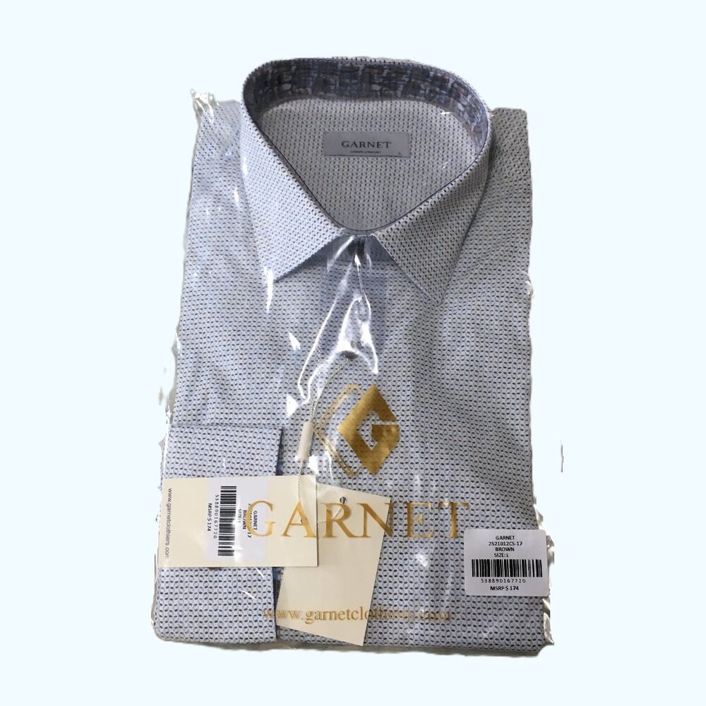 Garnet Men's Long Sleeve Button Up Cotton Print Shirt Size Large